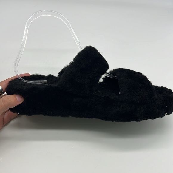 UGG - Fuzz Yeah Black 2 Buckle Sheepskin Shearling Slide Sandal Size 8 - Picture 13 of 14